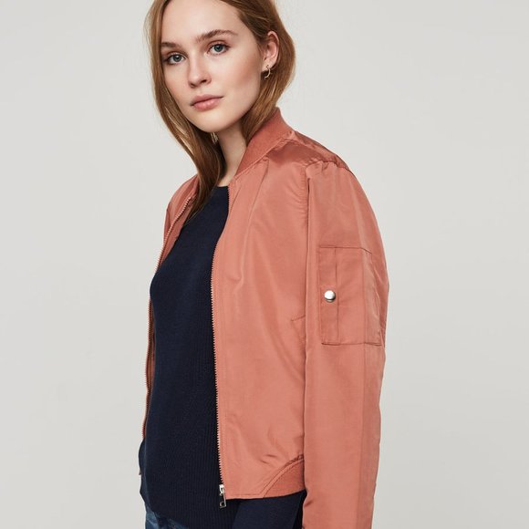 Vero Moda Women's Large Bomber Jacket in Cedar Wood Color, Full Zip Snap Pockets - Picture 5 of 5